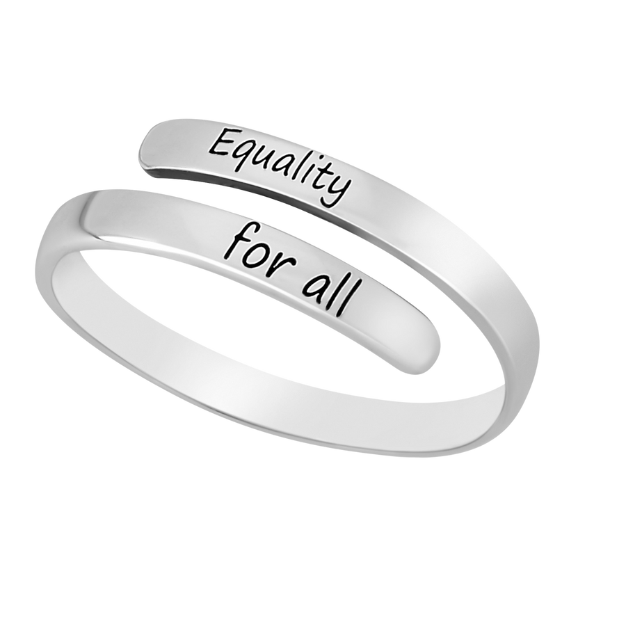 Thin Wrapped, Adjustable "Equality For All" Ring in Sterling Silver