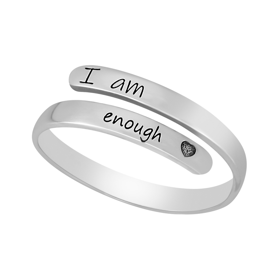 Bundle: Pack of Two Thin Wrapped, Adjustable "I am Enough" Rings