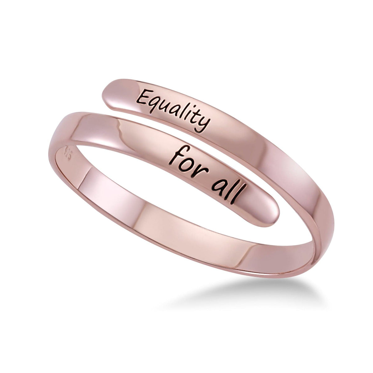 Thin Wrapped, Adjustable "Equality For All" Ring in Sterling Silver