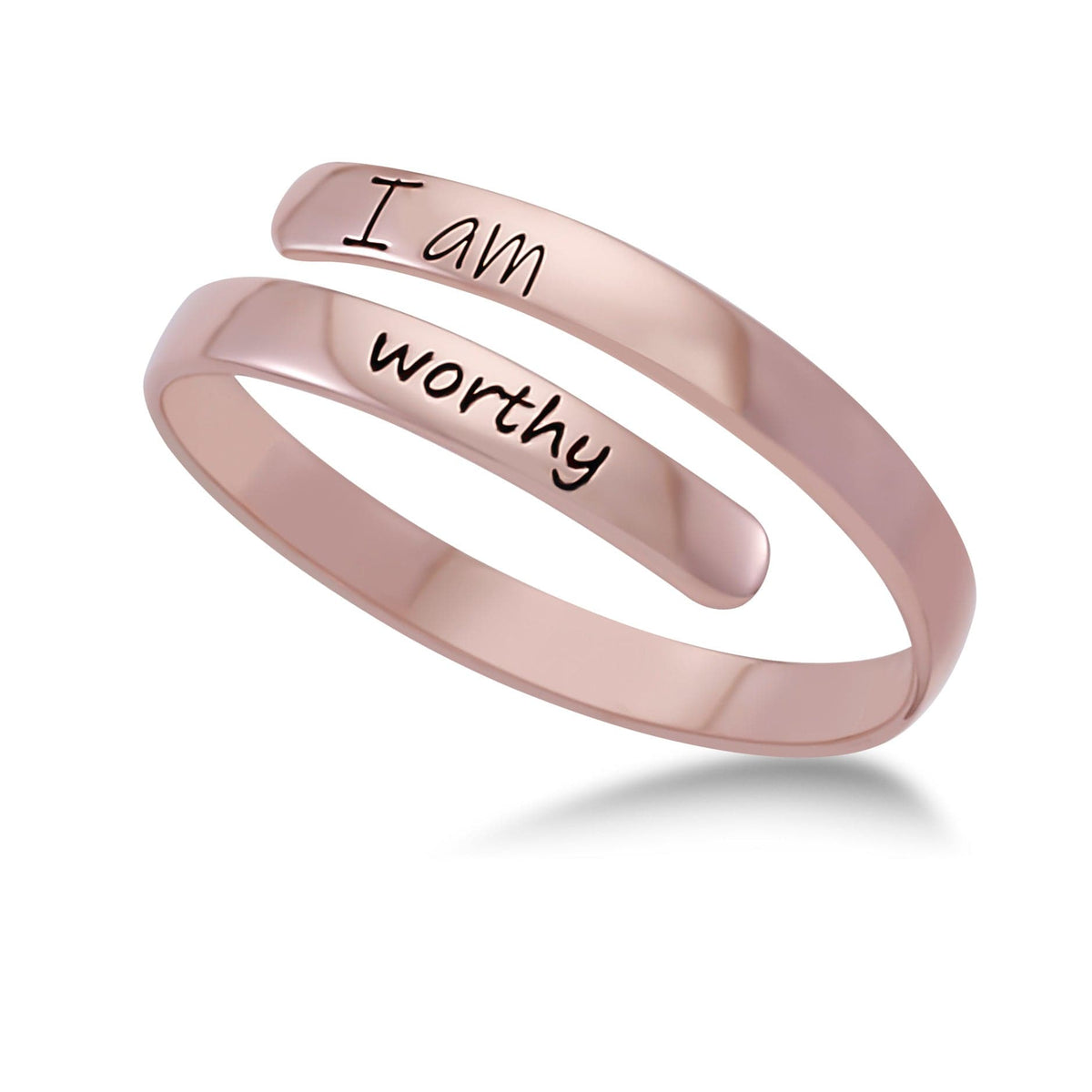 Thin Wrapped, Adjustable "I Am Worthy" Ring in Sterling Silver