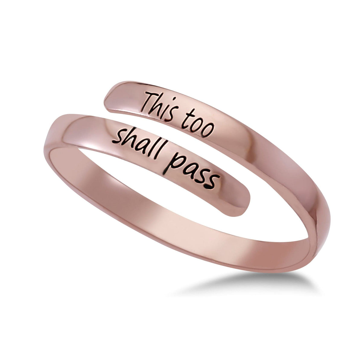 Thin Wrapped, Adjustable "This Too Shall Pass" Ring in Sterling Silver