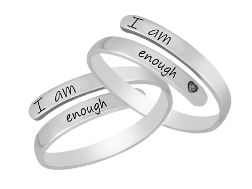 Bundle: Pack of Two Thin Wrapped, Adjustable "I am Enough" Rings