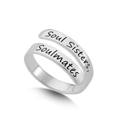 Thin Wrapped, Adjustable "Soul Sisters" Ring in Sterling Silver